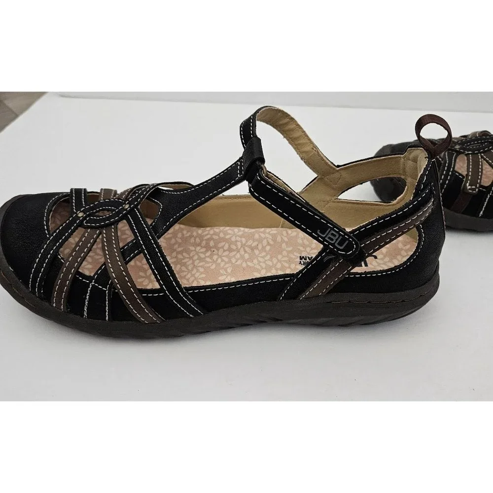 Mary Jane Women's Black & Brown Closed-Toe Sandals - Casual Everyday